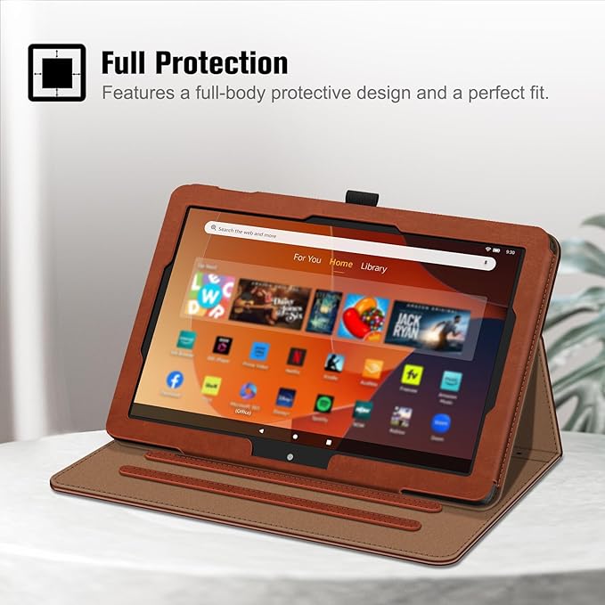 Fintie Case for All-New Amazon Fire HD 10 Tablet (13th/11th Generation 2023/2021 Release) - Multi-Angle Stand Cover with Pocket Auto Wake/Sleep Vintage Brown