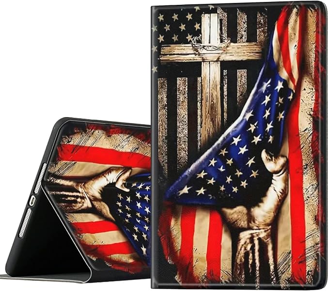 Wooden Cross Power American Flag