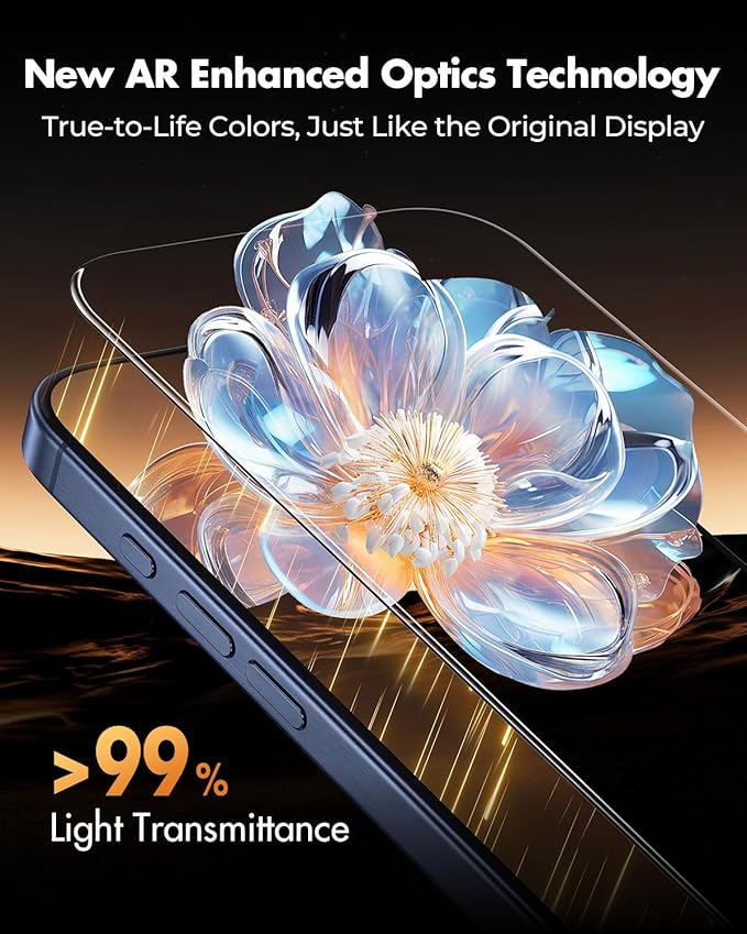 UNBREAKcable 2 Pack for iPhone 15 Pro Max Screen Protector AR Anti Reflection 9H+ Tempered Glass Anti-Glare Enhanced Clarity Anti-Blue Light Polishing Cloth Included