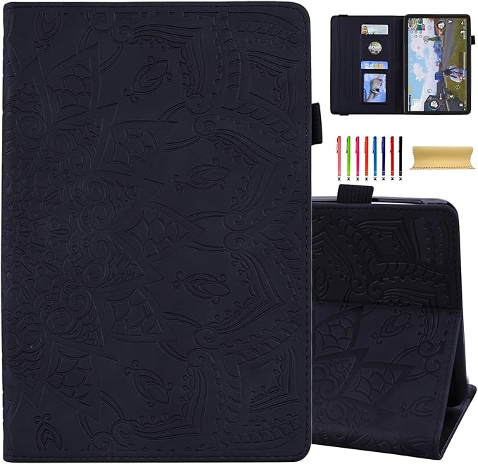 Dteck Case for All-New Amazon Fire HD 10 and 10 Plus Tablet (13th/11th Generation 2023/2021 Release)PU Leather Slim Folding Stand Cover with Pencil Holder Shockproof Magnetic Card Slots ShellBlack