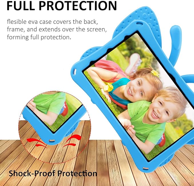 Kindle Fire HD 8 2020 Tablet Case Kids HD 8 2020 10th 12th Generation Butterfly Case with Kickstand Light EVA Full Boby Rugged Shockproof Kid-Proof Kids Tablet Cover for Girls Gift (Blue)