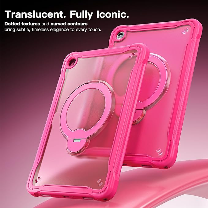 Lunivop Compatible with Samsung Galaxy Tab A11 Plus Case 11 Inch with 360° Rotating Aluminium Stan Stand Built-in 9H+ Hardness Screen Protector Military - Grade Tablet Cover for A11+ Plus Rose red