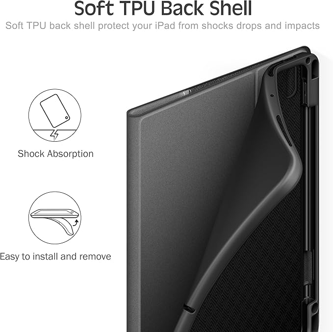 KingBlanc for iPad Air 13-inch Case (M4 2026/M3 2025/M2 2024) with Pencil Holder PU Leather Durable Protective Stand Cover Auto Wake/Sleep Multi-Angle for Viewing/Typing Magnetic Clasp Black