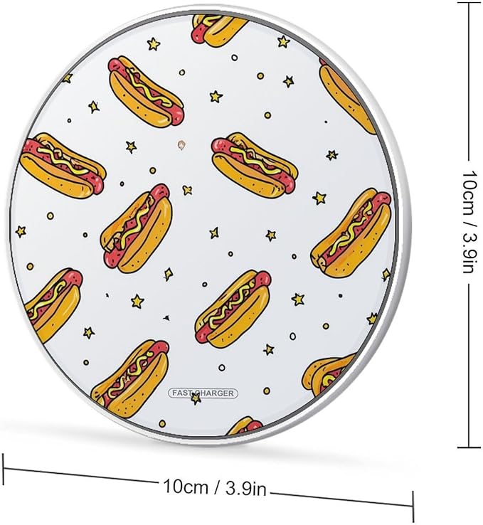 Hot Dogs Mustards Fast Portable Charger 10W Funny Graphic Phone Charging Pad with USB Cable