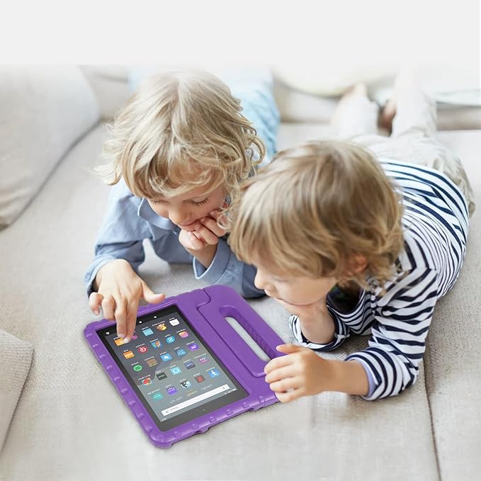 Kids Case for Fire 7 Inch Tablet 9th/7th/5th Generation Tablet (2019/2017/2015 Release) Kid-Proof &amp Shockproof Case Sturdy Soft Durable EVA Protective Cover with Convenient Handle Purple
