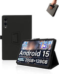 Case for Teclast T65 Tablet 13.4 inch Android 15 TabletsUYRUREL Leather Slim Folding Stand Cover with Hand Strap Magnet for Men Women Full ProtectionBlack.