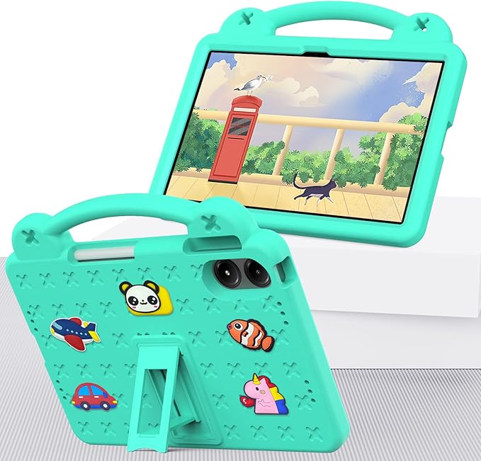 Compatible with Apple iPad Pro 12.9(2018/2020/2021/2022)/Pro 13(2024)/Air 13(2024) Tablet Case Lightweight Shockproof Protective Case with Shoulder Strap &amp Stand Handle &amp Pen Tray Mint Green