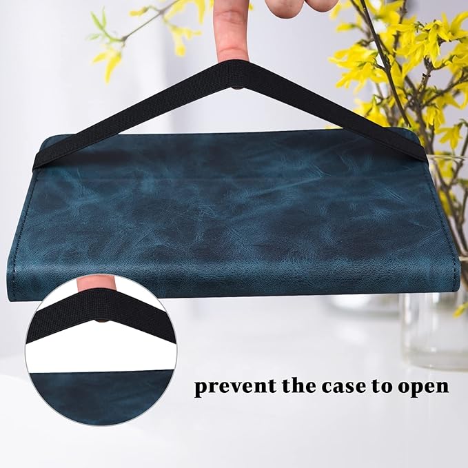 Case for Amazon Kindle Fire Max 11 Case (13th Generation 2023 Release) 11PU Leather Folio Stand Stylish Solid Color Stripe Stand Cover for Fire 11 Tablet - Blue
