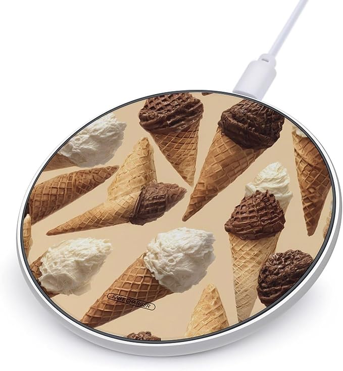 Ice Cream Wafers Cone Phone Charger Magnetic Charging Pad Anti-Slip with USB Cable