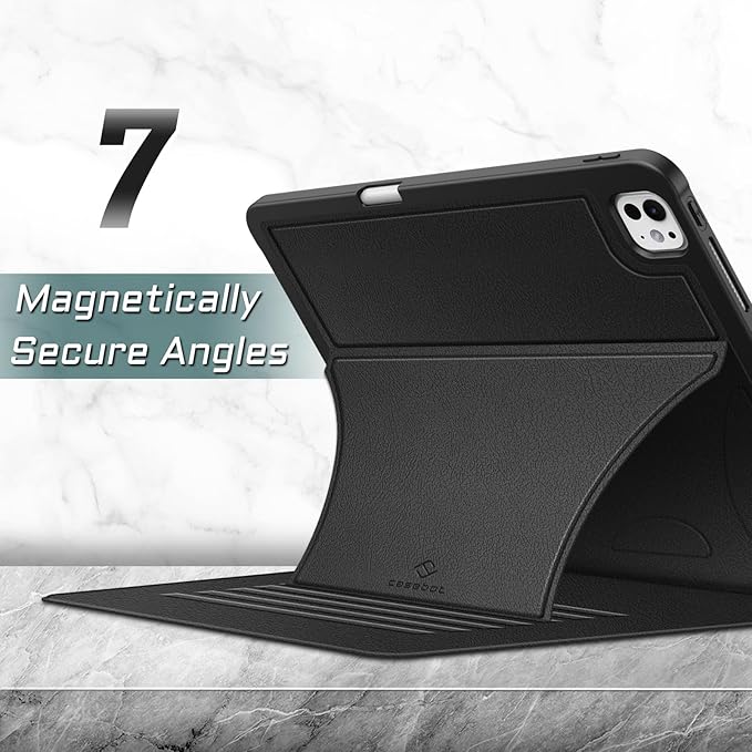 Fintie Magnetic Stand Case for iPad Pro 13-inch (M5) 2025 / (M4) 2024 - Multiple Angles Shockproof Rugged Soft TPU Cover with Pencil Holder Auto Sleep/Wake Black