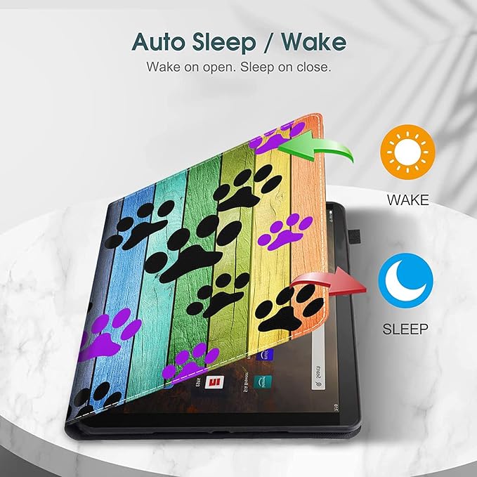 Case for Amazon Fire Max 11 Tablet (13th Generation 2023 Release) Multi-Angle Smart Stand Cover Auto Sleep/Wake for Fire 11 Max TabletRustic Rainbow Woodgrain Dog Paw