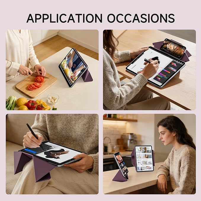 kenke Magnetic Case for iPad 11 Inch A16 2025/10th Generation 10.9 Inch 2022 with Detachable Clasp Slim Strong Magnetic Multi-fold Stand Cover with Pencil Holder Auto Wake/Sleep Purple