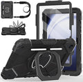 Case for Samsung Galaxy Tab A9 Plus 11 Inch 2023 Ubearkk Rugged Case for Samsung Galaxy A9+ Tablet SM-X210/X216/X218 with Screen Protector 360 Rotating Stand Shoulder Strap Pen Holder Black
