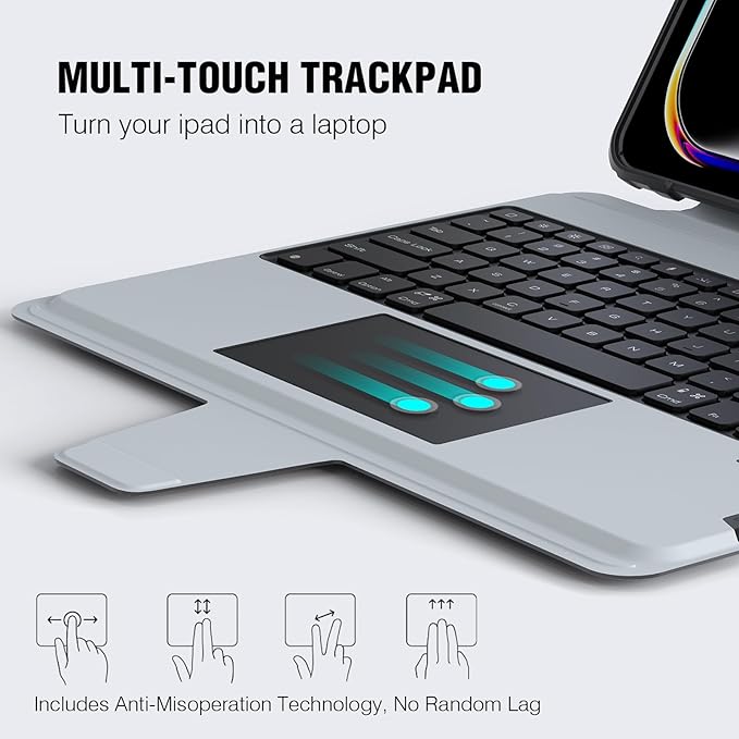 Nillkin Keyboard Case for iPad Pro 13 Inch(M5/M4 2025/2024) Detachable Backlit Keyboard with Multi-Touch Trackpad Stand with Portrait &amp Landscape ModesPencil Holder&ampCamera Cover Rugged Pr