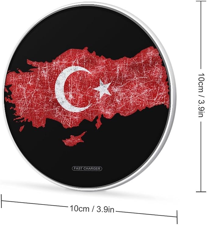 Turkey Turkish Flag Fast Portable Charger 10W Funny Graphic Phone Charging Pad with USB Cable