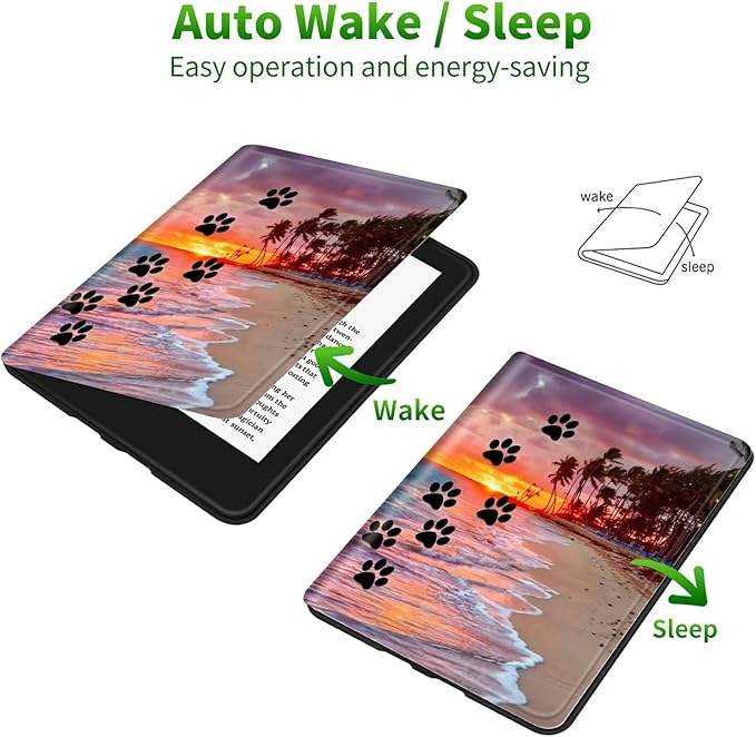 Case for iPad 9th/8th/7th Generation Tablet iPad 10.2 Case 2021/2020/2019 for Women Men Multi-Angle Viewing Shockproof Smart Protective Tablet Case for iPad 10.2 Inch Dog Paw Print Beach
