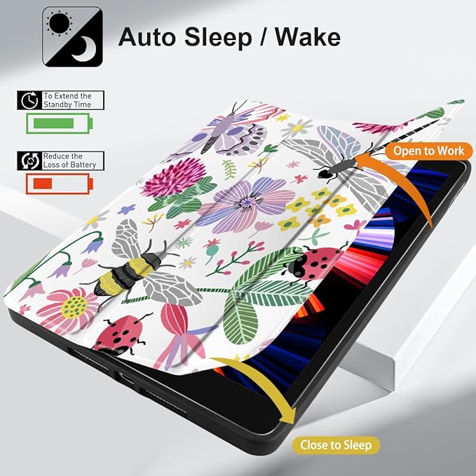 DONGKE Case Compatible with iPad 10.2 Inch 2021 2020 2019 iPad 9th/8th/7th Generation with Pencil Holder Slim Stand Protective Case with Soft TPU Back Auto Sleep/Wake Cover Dragonfly