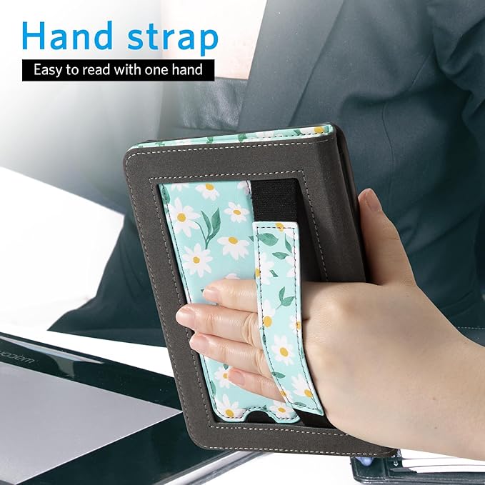 CoBak Case for 6 E-Reader - PU Leather Smart Cover with Auto Sleep/Wake &amp Hand Strap not Compatible with Kobo ClaraBlue Daisy