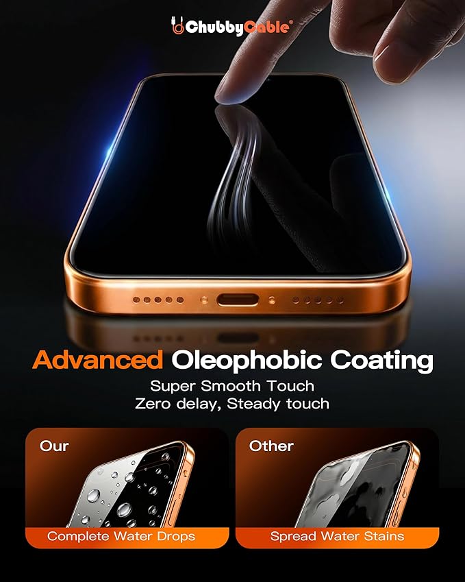 chubbycable 2PCS ChubbyShield Ultra for iPhone 17 Air 360 Privacy Screen Protector Anti-spy Screen Protector Privacy Glass with Ultra-easy Install Box Auto Dust-Elimination &amp Bubble Free