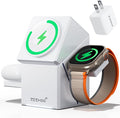ZEEHOO 3 in 1 Charging Station for iPhone Charging Station for Apple MagSafe Charger Qi2 Certified 15W Fast Wireless Charger for Apple Watch for iPhone 171615141312 Series AirPods (White)