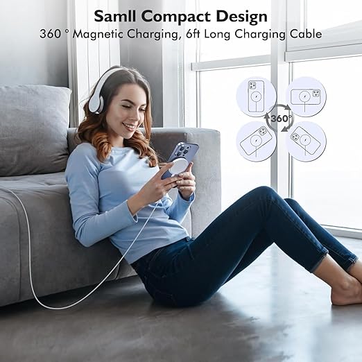 Magnetic Charger for iPhone 17Mag-Safe Fast Wireless Charging 2Pack 6Foot Magnetic Apple Charger Pad with 2Pack USB C PD Fast Charging Block for iPhone 17/17 Pro/16 Pro Max/Plus/15/14AirPods 3/Pro 2