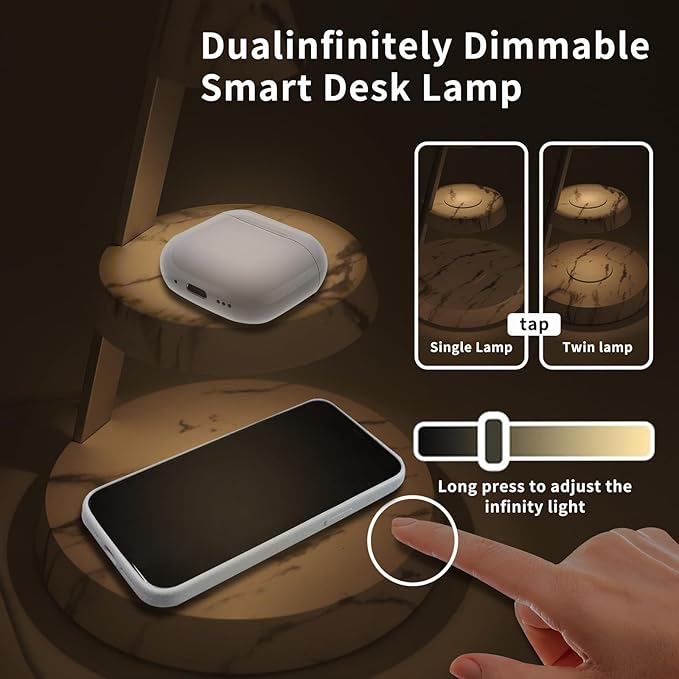 Magnetic Wireless Charger 3 in 1 Tower Standing Upright Double Layer Night Light High-Power Convenient Compatible with Cellphones/Wireless Earbuds/Apple Watch (Marble Style)
