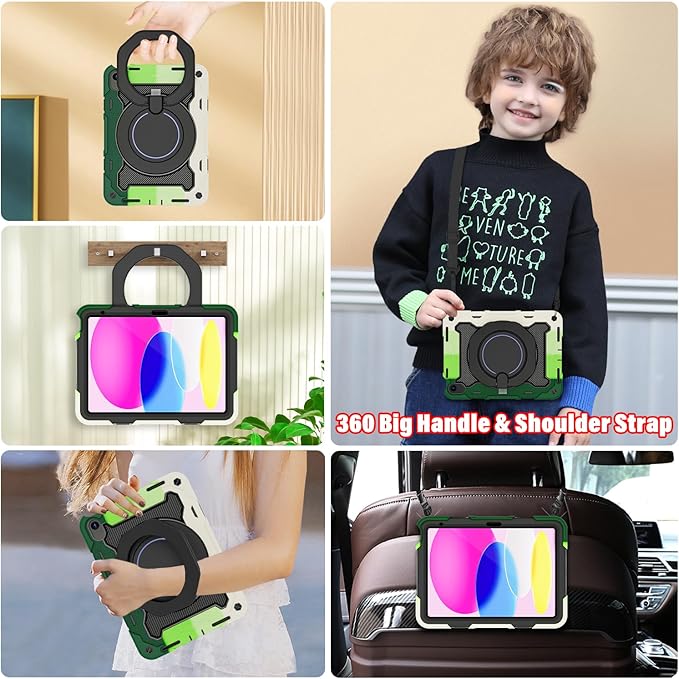 ROISKIN Case for iPad 11 inch (A16) 11th Generation 2025 iPad 10th Generation Case 10.9 for Kids with Screen Protector360 Kickstand &amp HandleShoulder StrapHeavy Duty Military Grade Drop Protec
