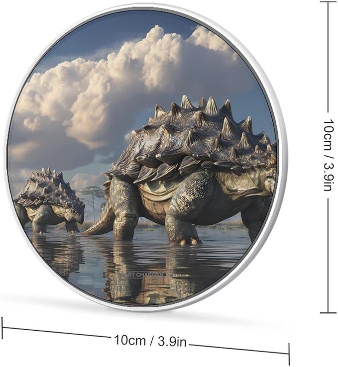 Ankylosaurus Dinosaur Fast Portable Charger 10W Funny Graphic Phone Charging Pad with USB Cable