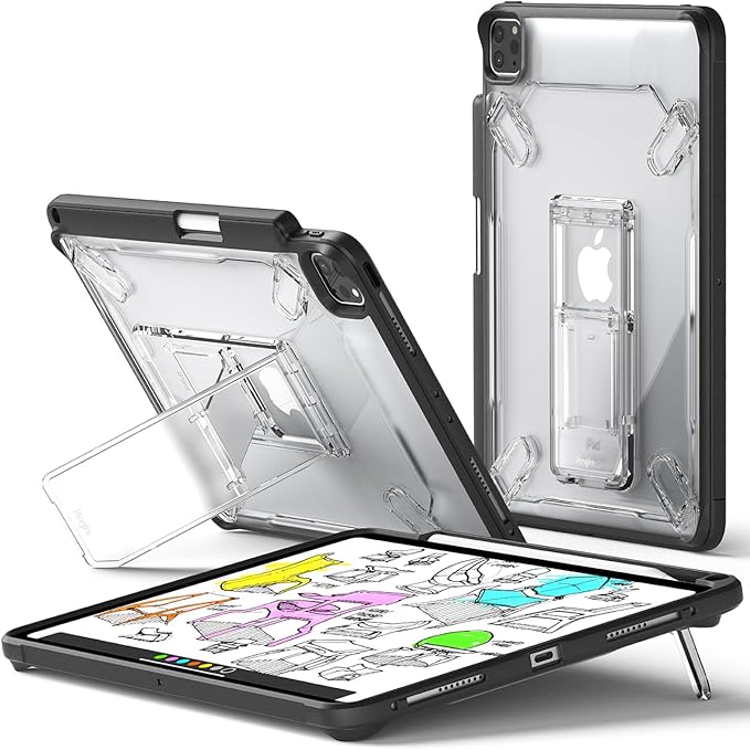 Ringke Fusion Sketch Stand for iPad Pro 11 Inch Case (4th 3rd 2nd 1st) [Cover + Stand] Pencil Holder with Overcharge Prevention Non Yellowing Wobble Free for Writing and Drawing - Black