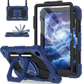 for Galaxy Tab A11+ Plus/A9+ Case 11” Rugged Case for Samsung Galaxy A11 Plus/ A9 Plus Tablet with 360 Rotating Stand Screen Protector Shoulder Strap Pen Holder 2025/2023 Model Navy Black