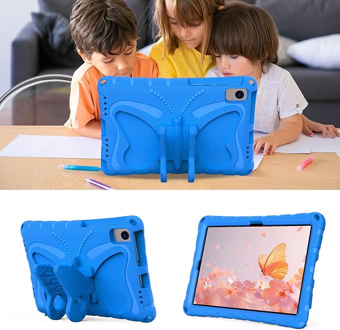 YEMENGHUA Heavy Duty Protection Compatible with Samsung Galaxy Tab S5e 10.5 (2019) SM-T720Lightweight EVA Kid Friendly Shockproof Protective CaseShoulder Strap Case Butterfly Kids Case(Blue)