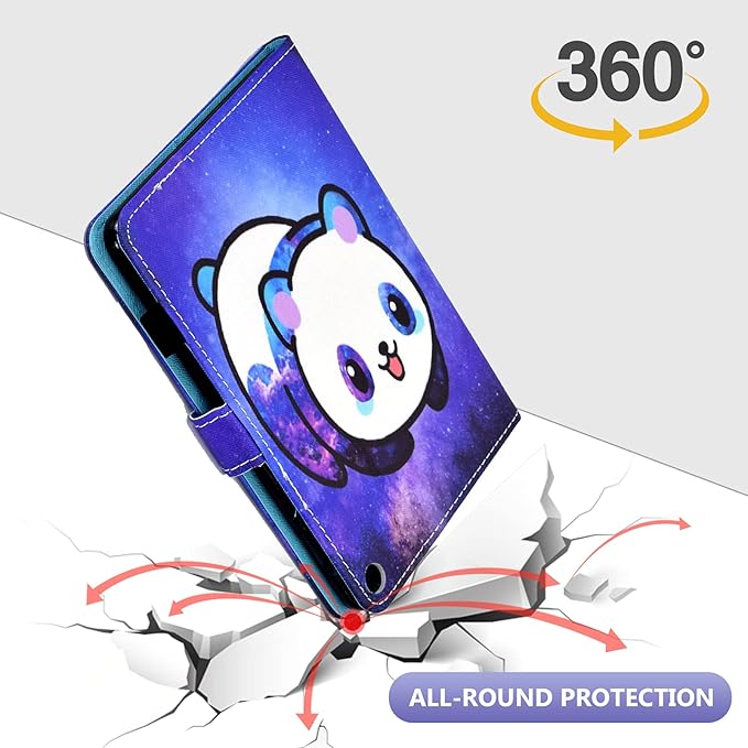 Dteck Case for All-New Fire HD 10 &amp HD 10 Plus Tablet (2021 Release 11th Generation) - Slim Lightweight Folio Stand Premium PU Leather Protective Smart Cover with Auto Wake Sleep Galaxy Panda