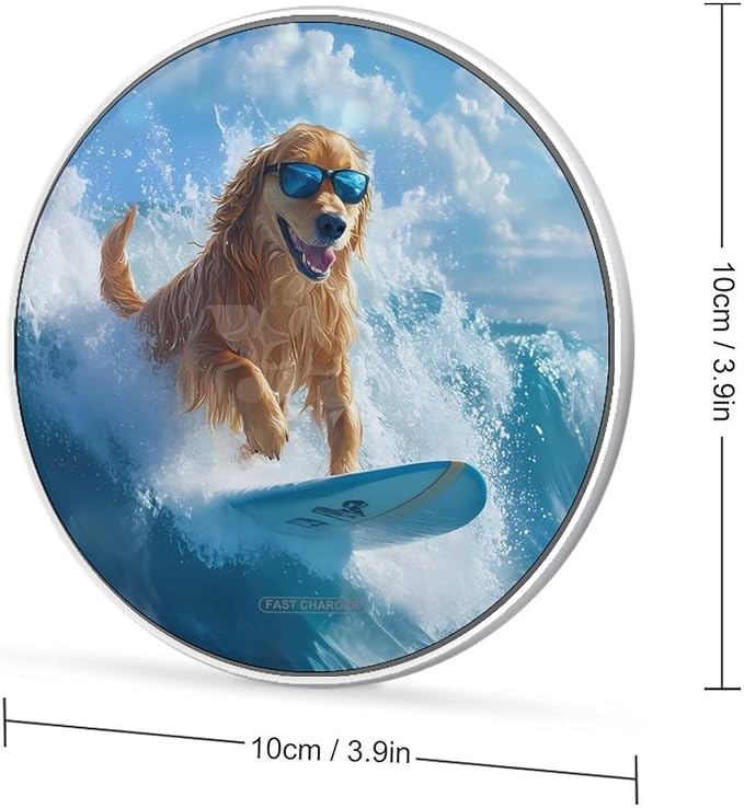 Retriever Dog Surfing Wireless Charger Anti-Slip Wireless Charging Pad Slim Charger Mat for Men Women
