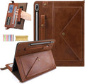 Dteck Case for Samsung Galaxy Tab S9 FE 10.9Galaxy Tab S9/S8/S7 Case 11PU Leather Business Stand Protective Cover with S Pen Holder Card Slots Shoulder Hand Strap Handbag Wallet CoverCoffee
