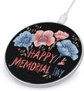 Happy Memorial Day Flower Phone Charger Magnetic Charging Pad Anti-Slip with USB Cable