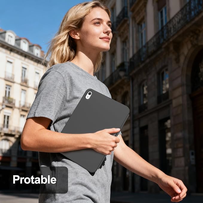 for iPad A16 Case 11th Generation 11 Inch 2025 for iPad 10th Generation Case 10.9 Inch 2022 with Pencil Holder Folio Stand Cover Clear Back Magnetic Attachment Multi Angles Black