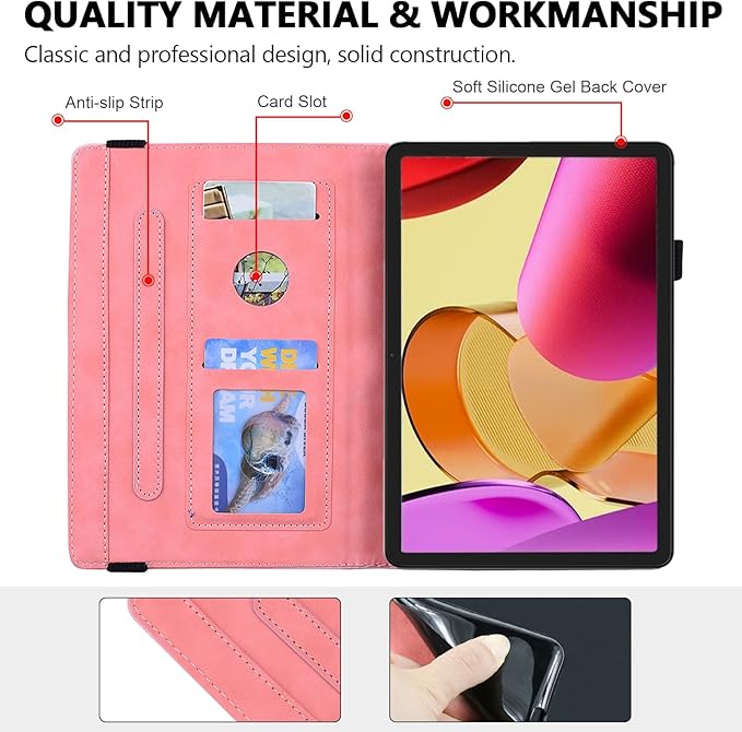 Case for Amazon Fire Max 11 (2023) Techcircle Stylish Mandala Embossed PU Leather Folio Stand Soft TPU Back Cover Slim Lightweight Elastic Band Protective Case with Pen Holder &amp Card Slots Pink