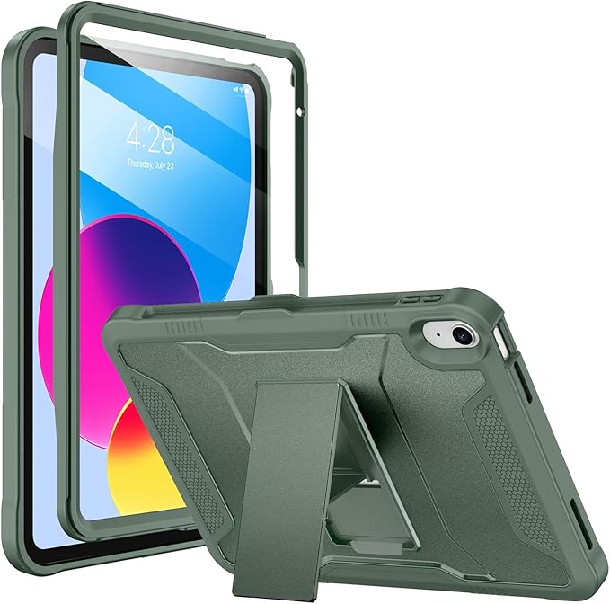 Soke Case for iPad (A16) 11th Generation 11-inch 2025 iPad 10th Generation 10.9-inch 2022 with Built-in Screen Protector and Kickstand Rugged Full Body Protective Cover - Calke Green