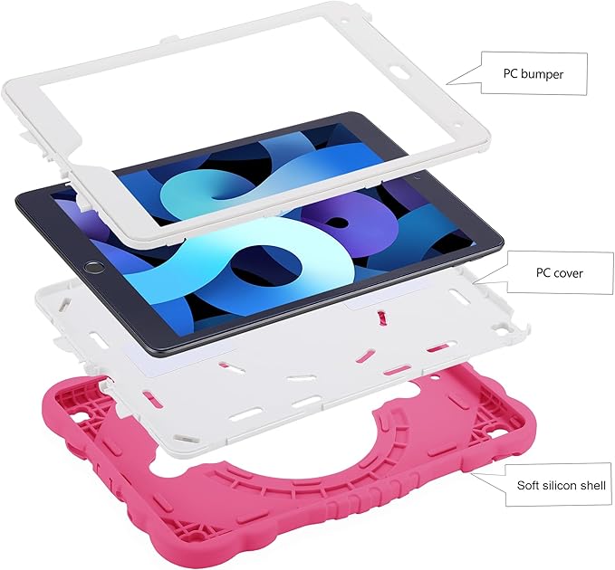 XZC Case for iPad 9th/8th/7th Generation 2021/2020/2019(10.2 inch) Unicorn Cute Cover Heavy Duty Shockproof Protective Case with Built-in Stand Strap for Kids Girls Women (Rose)