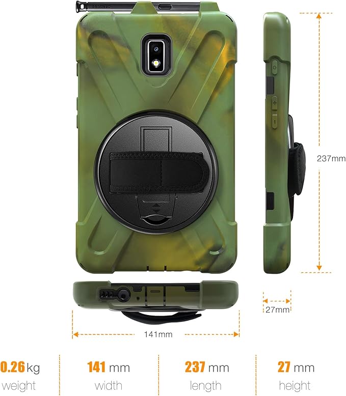 Case for Samsung Galaxy Tab Active 2 8.0 T390 T395 T397 Military Grade [15 ft Drop Tested] Full-Body Shockproof Protective Cover with 360° Rotation Stand Hand Strap &amp Pencil Holder