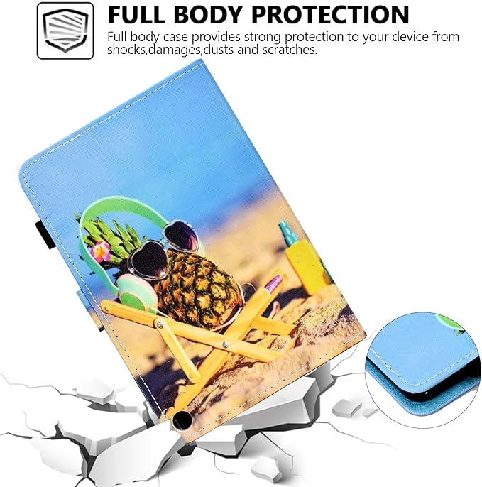 Case for Amazon Fire Max 11 13th Generation (2023) Techcircle Folio Stand PU Leather Magnetic Smart Wallet Soft Cover Protective Case with Pen Holder+Card Slots Auto Wake/Sleep Pineapple Sunbath