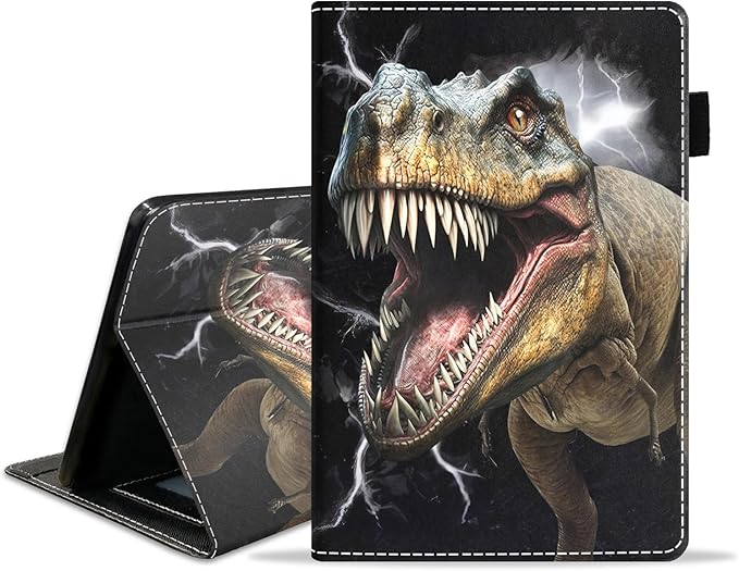 Case for All-New Kindle Fire HD 10/Fire HD 10 Plus Tablet 10.1 inch (11th Generation 2021 Released) - Slim PU Leather Cover with Auto Sleep Wake Dinosaur