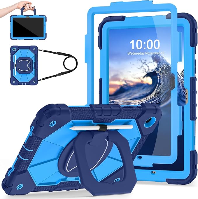 Case for Samsung Galaxy Tab A11+/A9+ Plus 11 Inch with Screen Protector/Rotating Stand/Pen HolderMilitary Grade Shockproof Cover for Galaxy Tab A11 Plus/A9 Plus Tablet CaseNavy Blue