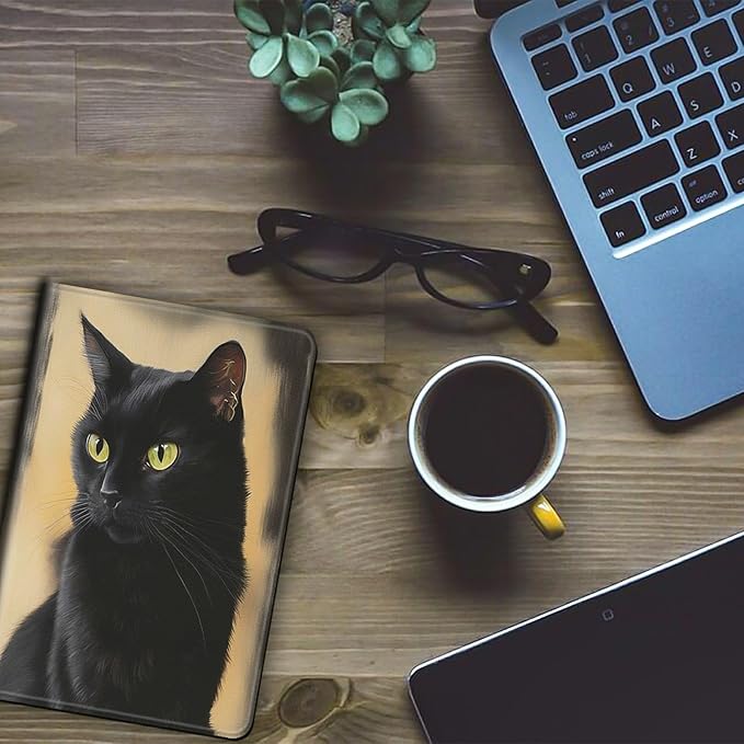 Case for Kindle Paperwhite 12th Generation &amp Kindle Colorsoft Signature Edition 2024 7 inch Lightweight Smart Case PU Leather Adjustable Stand Protective Cover with Auto Wake/Sleep - Cute Black Ca