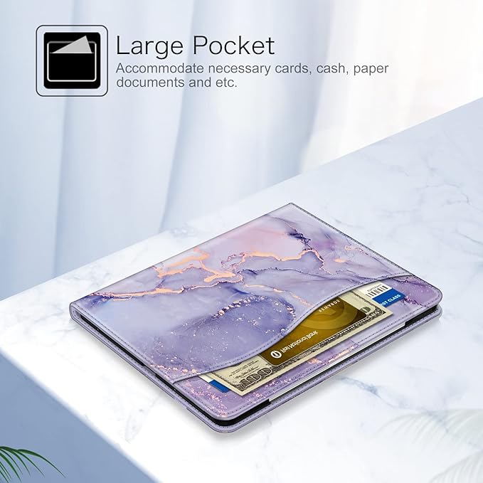 Fintie Folio Case for iPad Pro 12.9 6th Generation 2022 Multi-Angle Smart Stand Cover w/Pencil Holder &amp Pocket Also Fit iPad Pro 12.9 2021 5th &amp 2020 4th &amp 2018 3rd Gen Lilac Marble