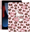 Cute Leopard Print Bunny for iPad Pro 11 Inch Case (M5/M4) 2025/2024 with Pencil Holder Auto Sleep/Wake Pink Leather Soft TPU Back Cover