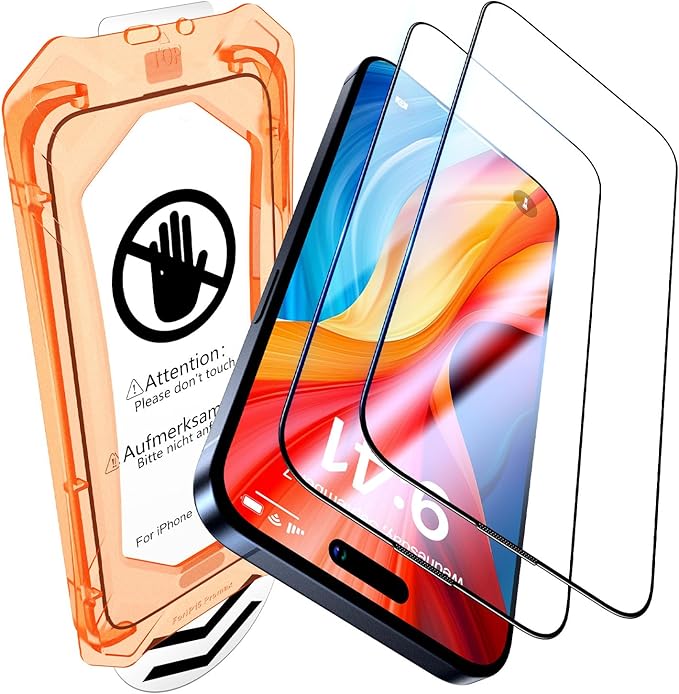 UniqueMe for iPhone 15 Plus Screen Protector - [Military Grade Shatterproof &amp 9H+ Hardness] Screen Protector 15 Plus Tempered Glass Full Coverage Protection Easy Installation 2 Packs