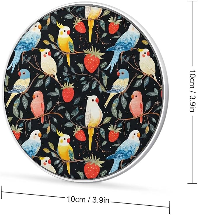 Cockatiel Parrot Wireless Charger Anti-Slip Wireless Charging Pad Slim Charger Mat for Men Women