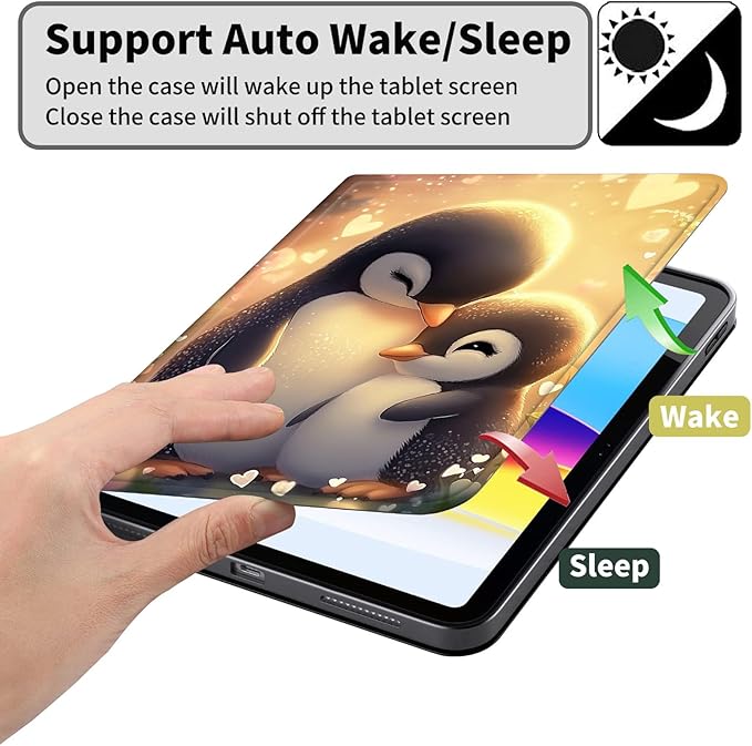 Case for Kindle Paperwhite 12th Generation 7 &amp Kindle ColorSoft Signature Edition PU Leather Protective Cover with Auto Sleep/Wake for Kindle Paperwhite 2024 – Cute Penguin