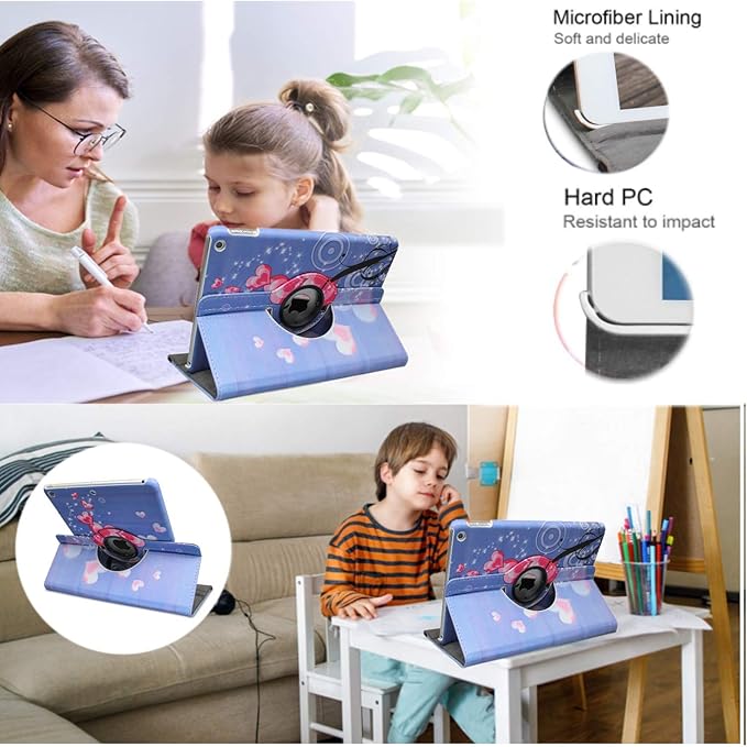 Case for ipad pro 12.9 inch 2nd &amp 1st Generation Old Model 2017/2015 MP6G2LL/A MQDA2LL/A MPLL2LL/A ML0F2LL/A ML3K2LL/A ML0N2LL/A ML0R2LL/A with Rotating Stand Auto Sleep/Wake (Heart Flower Design)